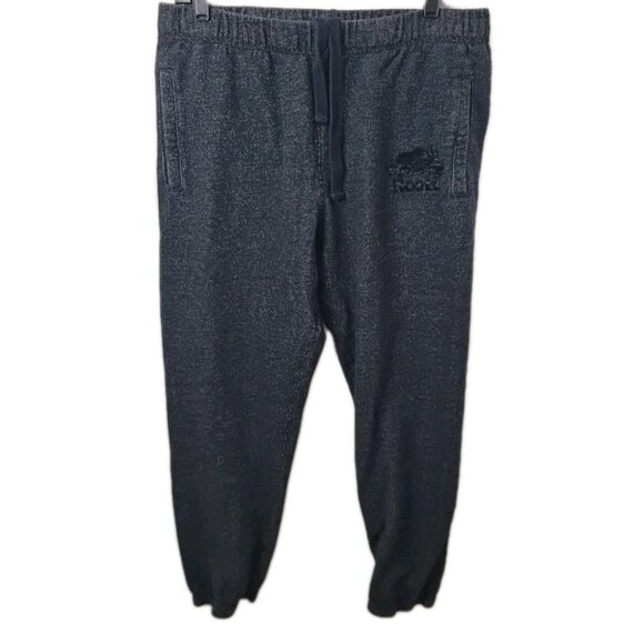 Roots Men Sweatpants Joggers Dark Gray Pockets Beaver Logo Size M - Picture 1 of 9